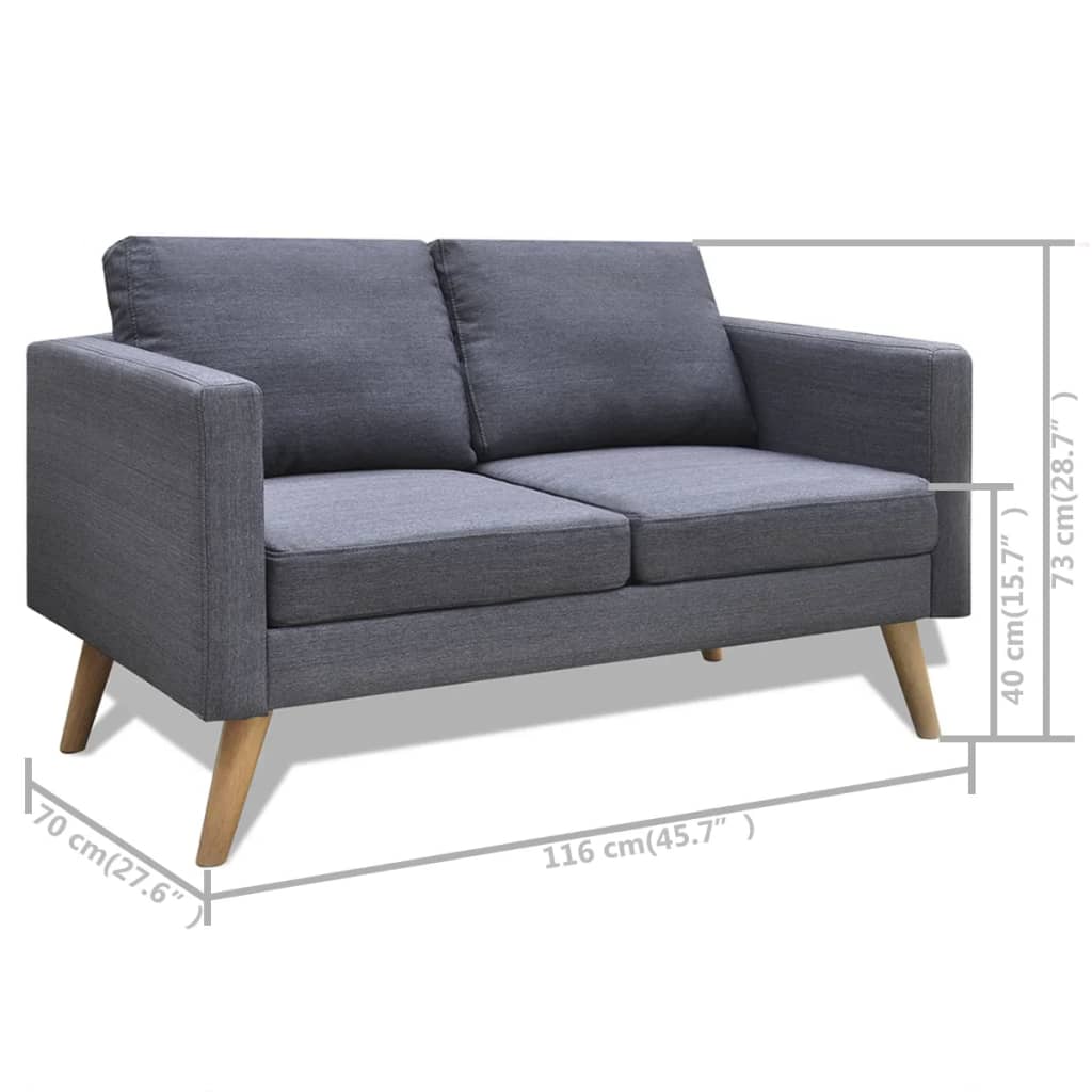 Conjunto de sofás de 2 lugares e 3 lugares tecido cinza escuro - Image 10