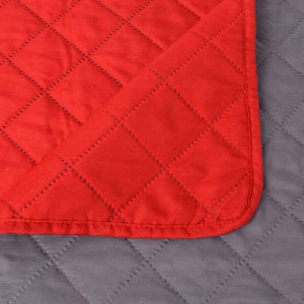 Colcha dupla face acolchoada 230x260 cm vermelho e cinzento - Image 5