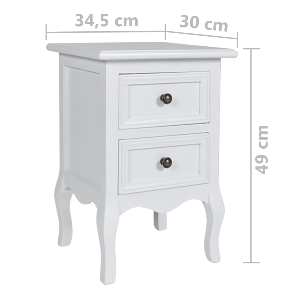 Mesas-de-cabeceira com 2 gavetas 4 pcs MDF branco - Image 4