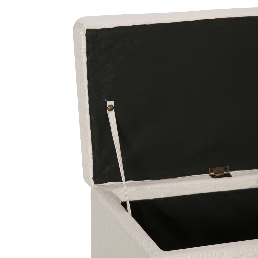 Banco c/ compartimento de arrumação 116 cm poliéster cor creme - Image 6