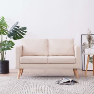 Sofá de 2 lugares tecido cor creme