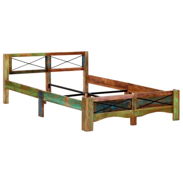 Estrutura de cama madeira recuperada maciça 140x200 cm - Image 2
