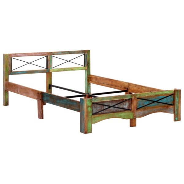 Estrutura de cama madeira recuperada maciça 140x200 cm - Image 11