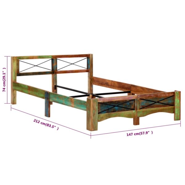 Estrutura de cama madeira recuperada maciça 140x200 cm - Image 8