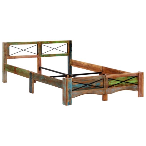 Estrutura de cama madeira recuperada maciça 140x200 cm - Image 9