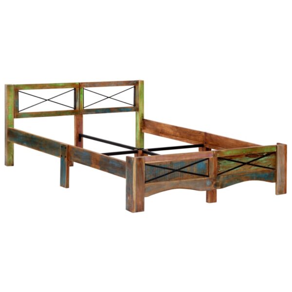 Estrutura de cama madeira recuperada maciça 140x200 cm - Image 10