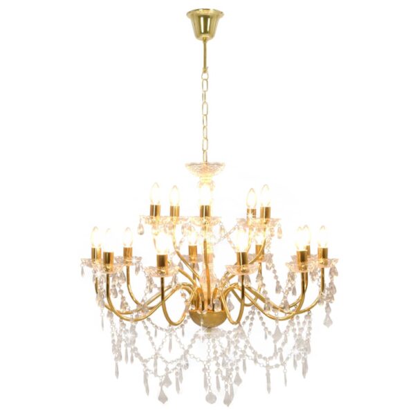 Lustre com 2 patamares 15 x lâmpadas E14 dourado - Image 2