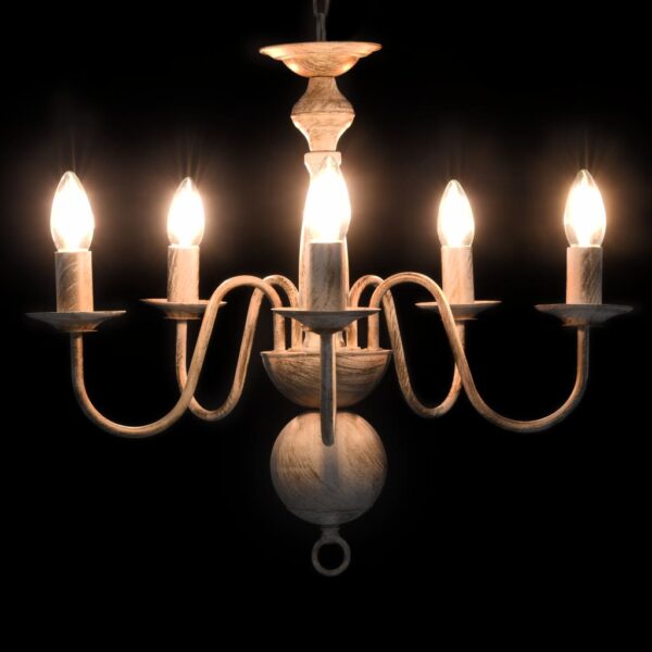 Lustre antigo de 5 lâmpadas E14 branco - Image 2