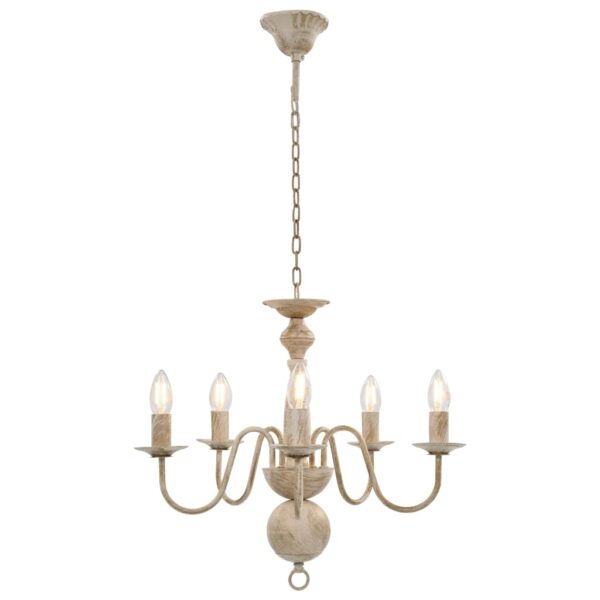 Lustre antigo de 5 lâmpadas E14 branco - Image 3