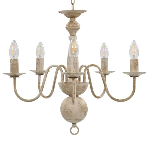 Lustre antigo de 5 lâmpadas E14 branco - Image 4