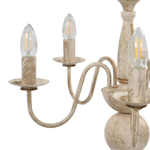 Lustre antigo de 5 lâmpadas E14 branco - Image 5