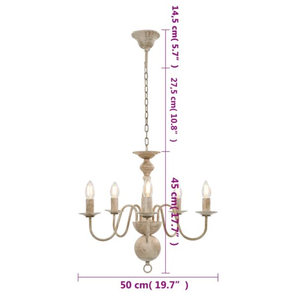 Lustre antigo de 5 lâmpadas E14 branco - Image 6