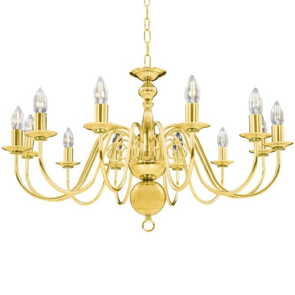 Lustre de 12 lâmpadas E14 dourado - Image 2