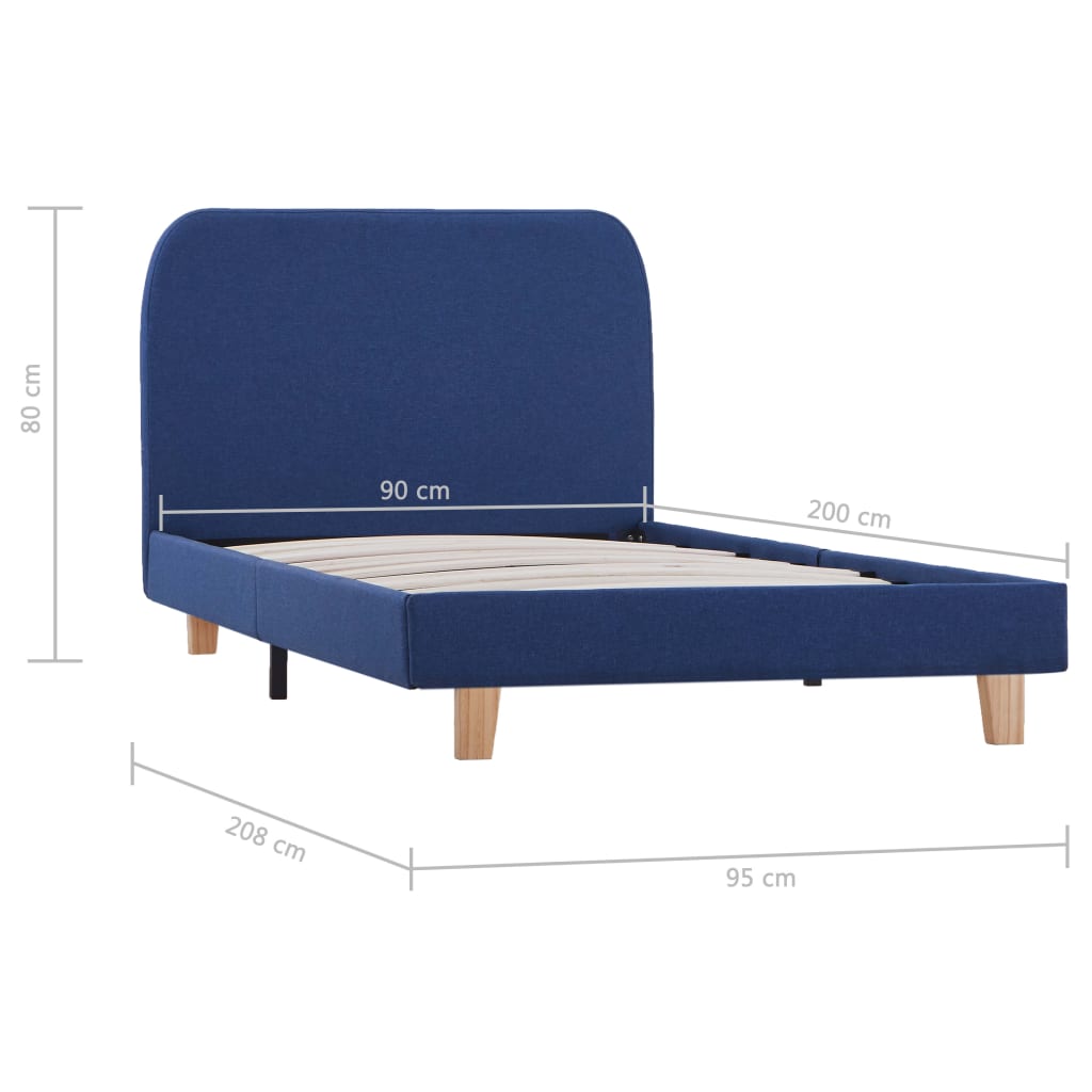 Estrutura de cama 90x200 cm tecido azul - Image 6