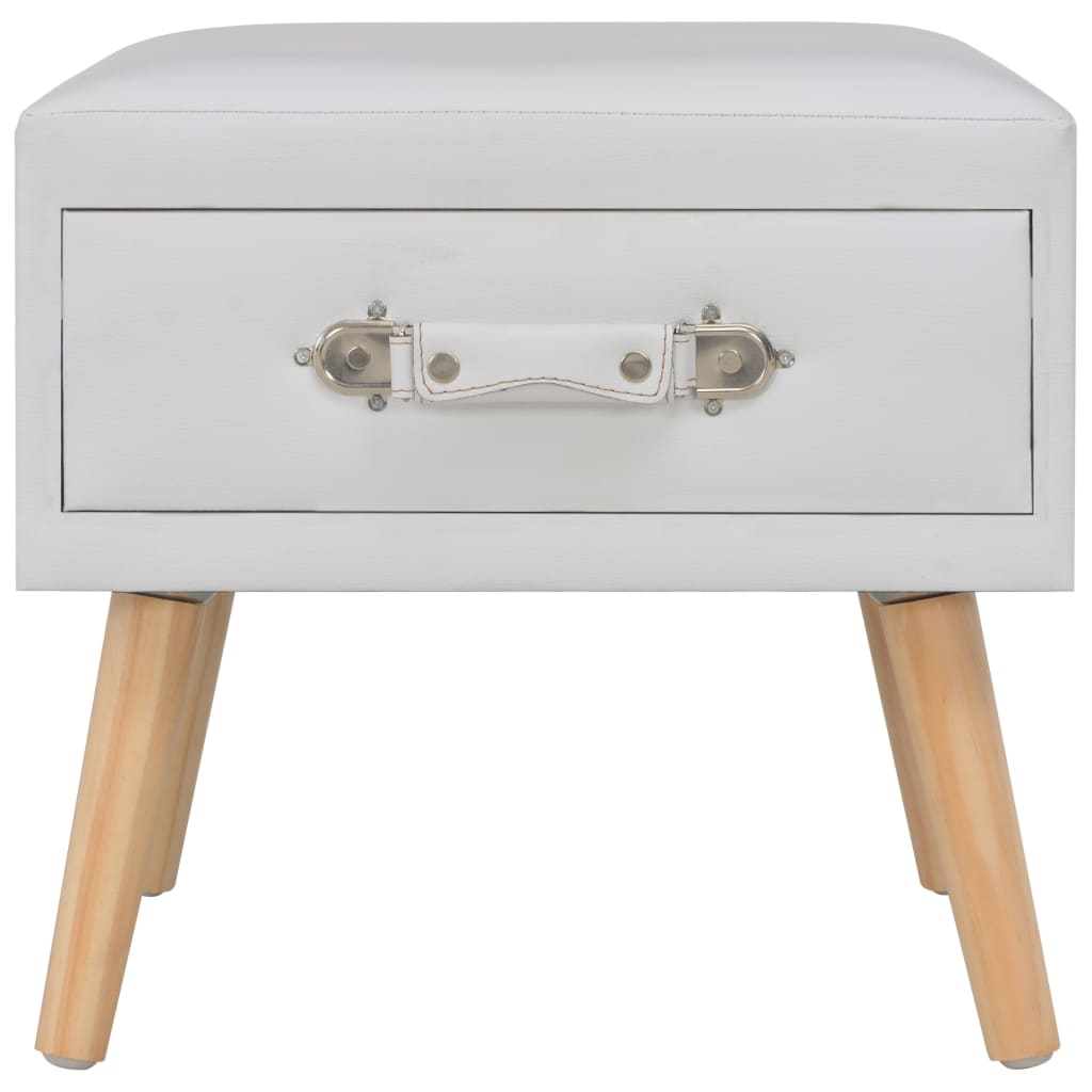 Mesas-de-cabeceira 2 pcs 40x35x40 cm couro artificial branco - Image 5