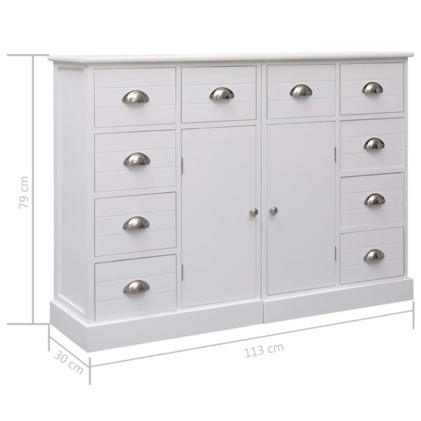 Aparador com 10 gavetas 113x30x79 cm madeira branco - Image 11