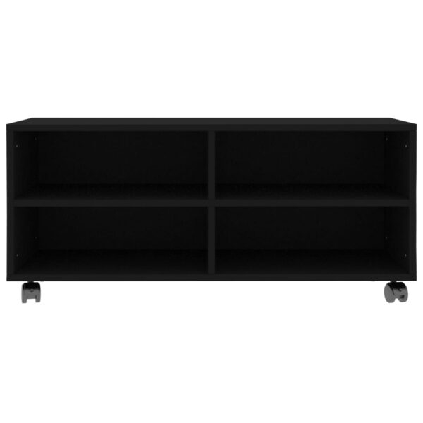 Móvel de TV com rodas 90x35x35 cm derivados de madeira preto - Image 3