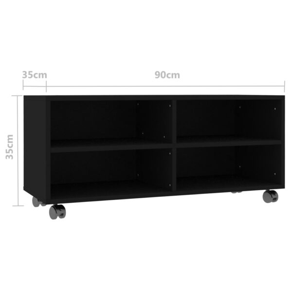 Móvel de TV com rodas 90x35x35 cm derivados de madeira preto - Image 5