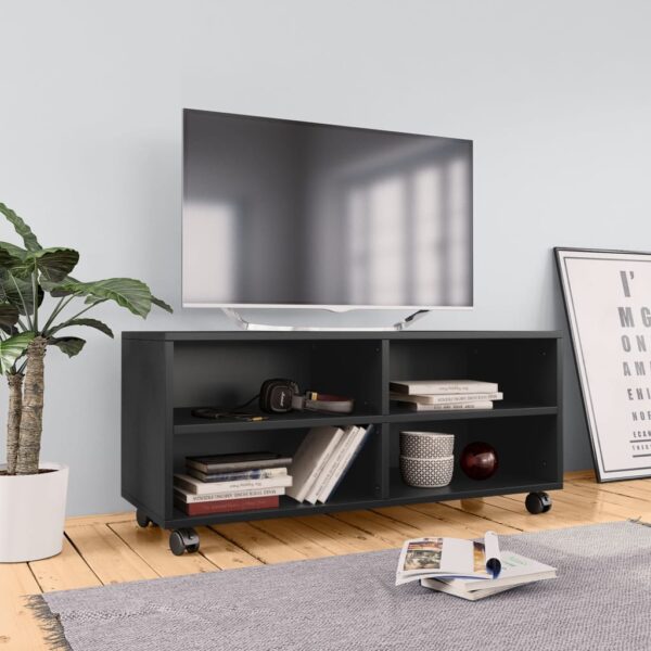 Móvel de TV com rodas 90x35x35 cm derivados de madeira preto