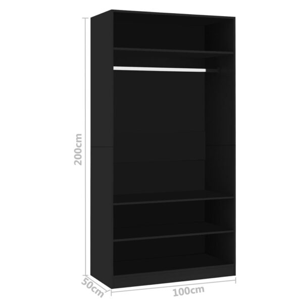 Roupeiro 100x50x200 cm derivados de madeira preto - Image 6