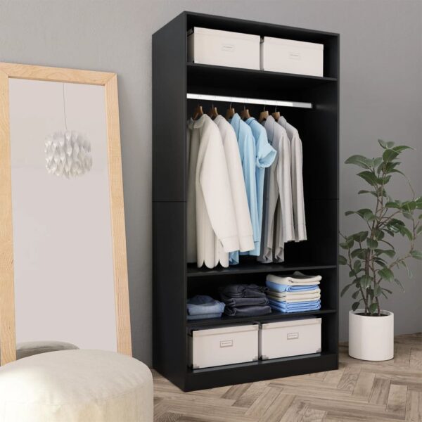 Roupeiro 100x50x200 cm derivados de madeira preto