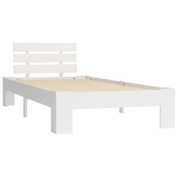 Estrutura de cama 100x200 cm pinho maciço branco - Image 2
