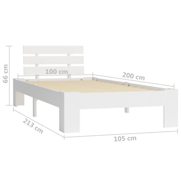 Estrutura de cama 100x200 cm pinho maciço branco - Image 7