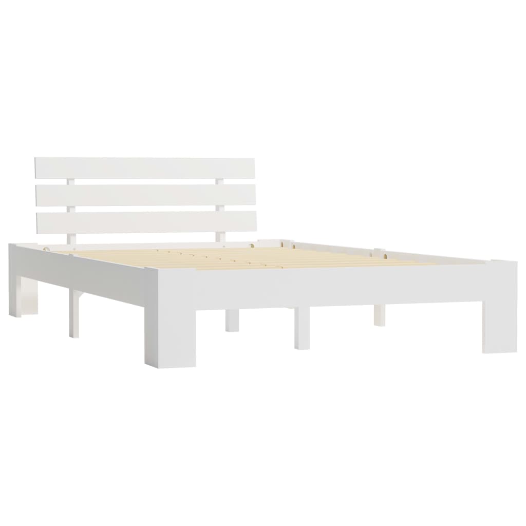 Estrutura de cama com cabeceira 140x200 cm pinho maciço branco - Image 2