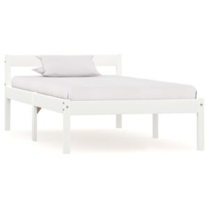 Estrutura de cama 100x200 cm madeira pinho maciço branco