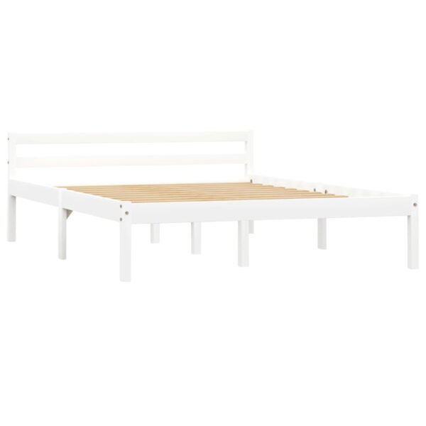 Estrutura de cama 120x200 cm madeira pinho maciço branco - Image 2
