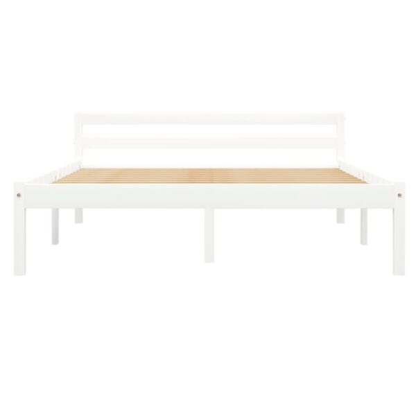 Estrutura de cama 140x200 cm madeira pinho maciço branco - Image 3