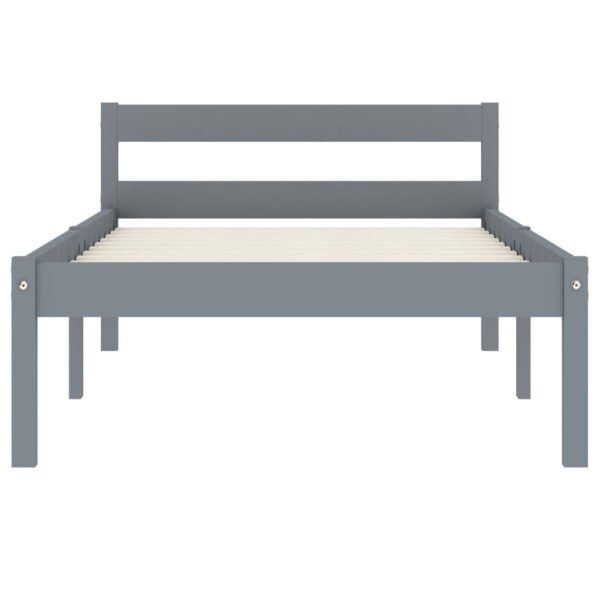 Estrutura de cama 90x200 cm madeira pinho maciço cinzento - Image 3