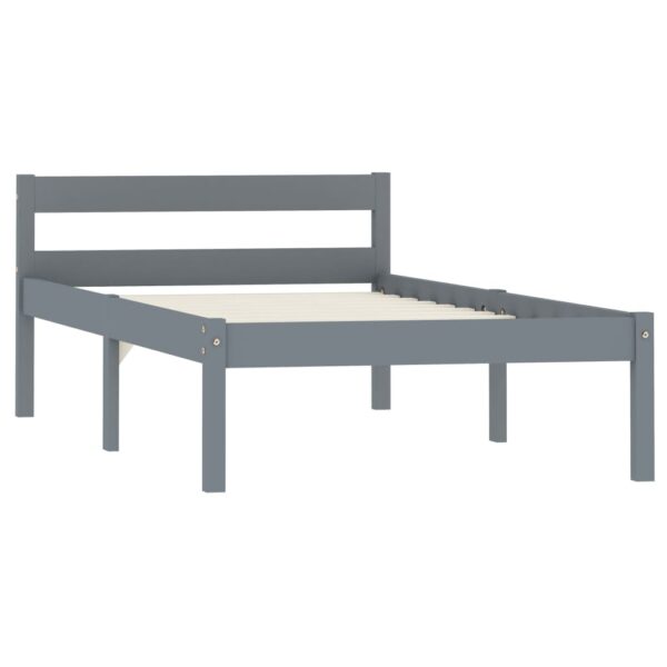 Estrutura de cama 100x200 cm madeira pinho maciço cinzento - Image 2
