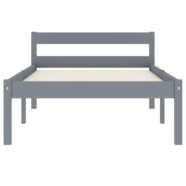Estrutura de cama 100x200 cm madeira pinho maciço cinzento - Image 3