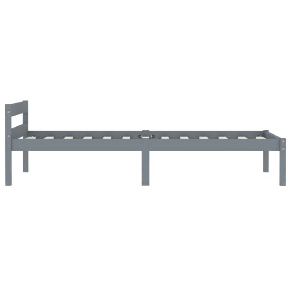 Estrutura de cama 100x200 cm madeira pinho maciço cinzento - Image 4