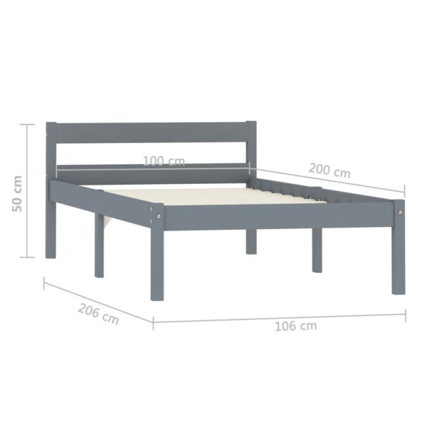Estrutura de cama 100x200 cm madeira pinho maciço cinzento - Image 7