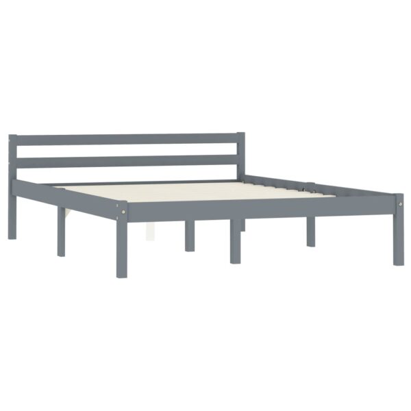 Estrutura de cama 140x200 cm madeira pinho maciço cinzento - Image 2