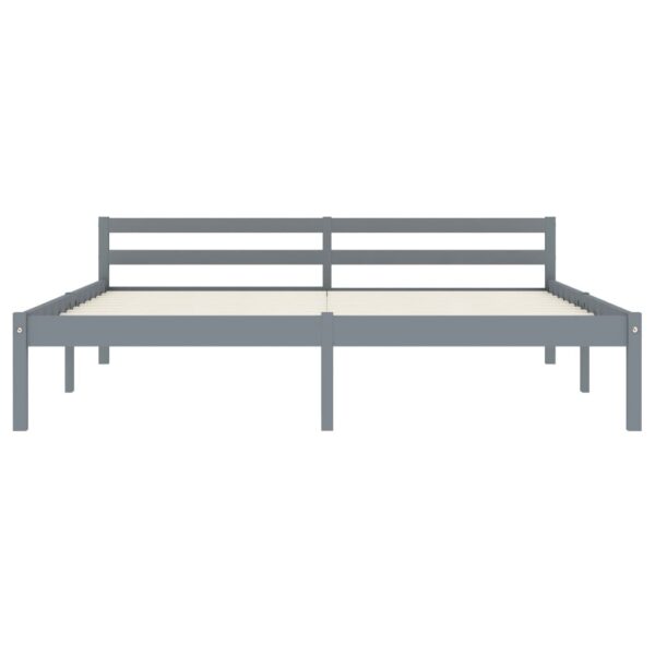 Estrutura de cama 160x200 cm madeira pinho maciço cinzento - Image 3