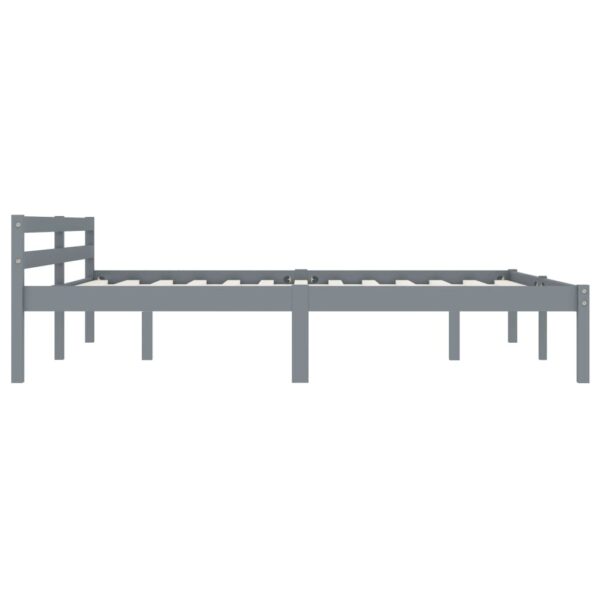 Estrutura de cama 160x200 cm madeira pinho maciço cinzento - Image 4
