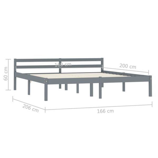 Estrutura de cama 160x200 cm madeira pinho maciço cinzento - Image 7