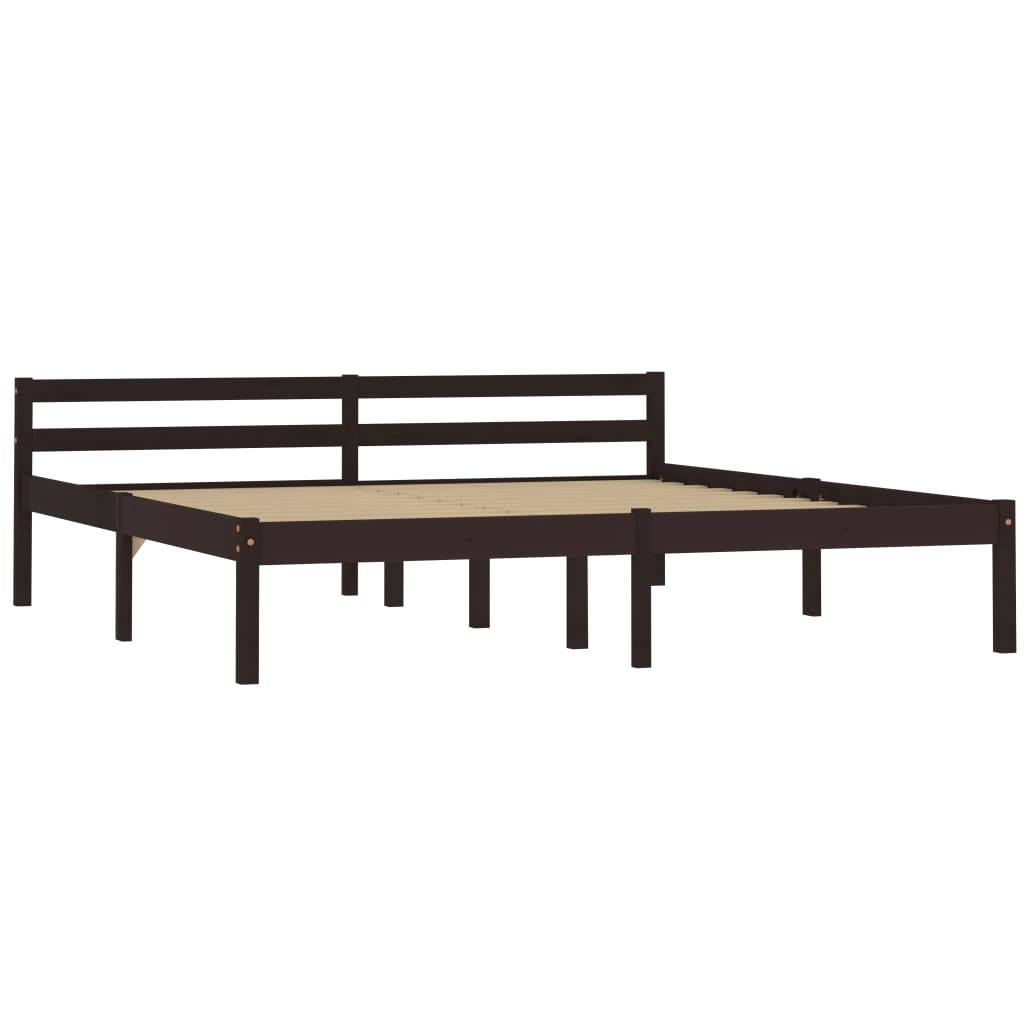 Estrutura de cama 160x200 cm pinho maciço castanho-escuro - Image 2