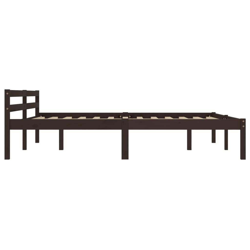 Estrutura de cama 160x200 cm pinho maciço castanho-escuro - Image 4