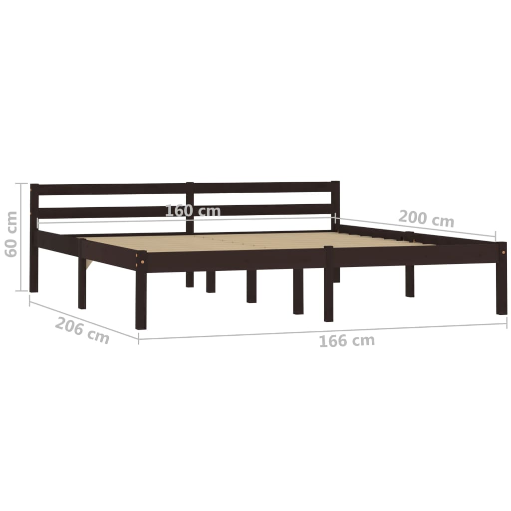 Estrutura de cama 160x200 cm pinho maciço castanho-escuro - Image 7