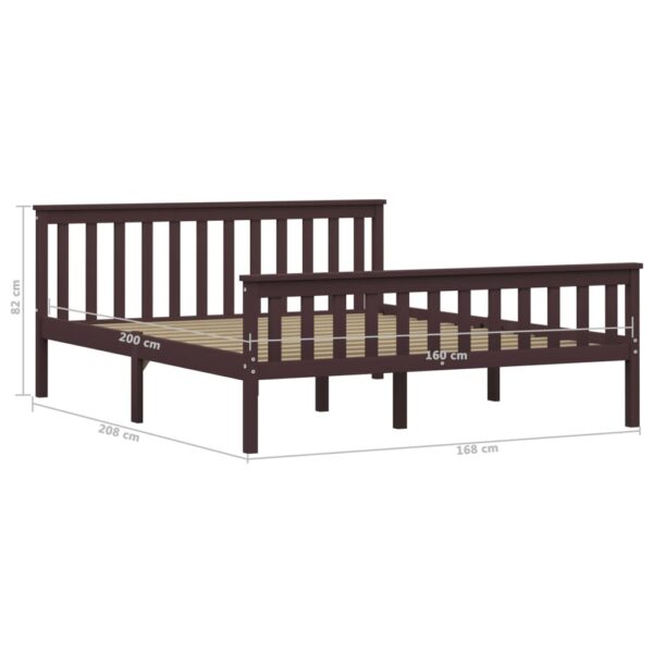 Estrutura de cama 160x200 cm pinho maciço castanho-escuro - Image 6