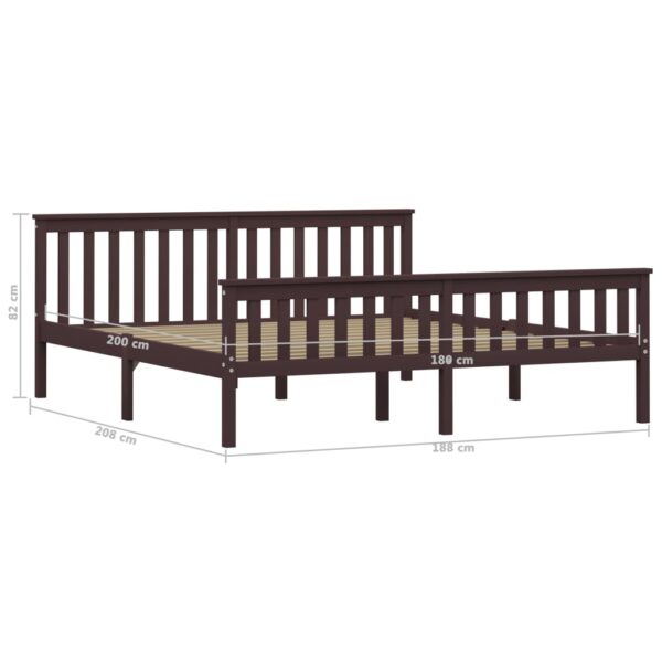 Estrutura de cama 180x200 cm pinho maciço castanho-escuro - Image 6