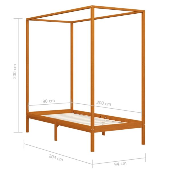 Estrutura de cama com toldo 90x200 cm pinho maciço castanho mel - Image 7