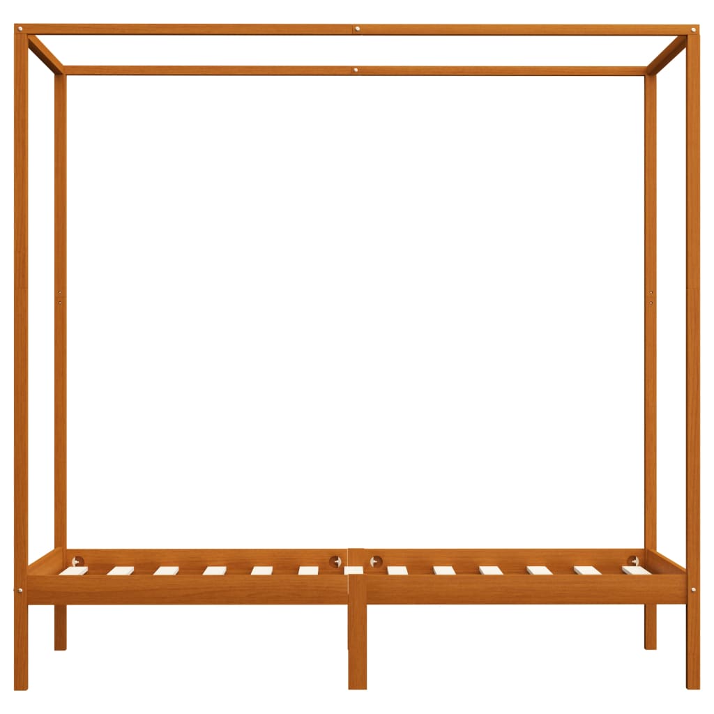 Estrutura de cama com toldo 100x200cm pinho maciço castanho mel - Image 3