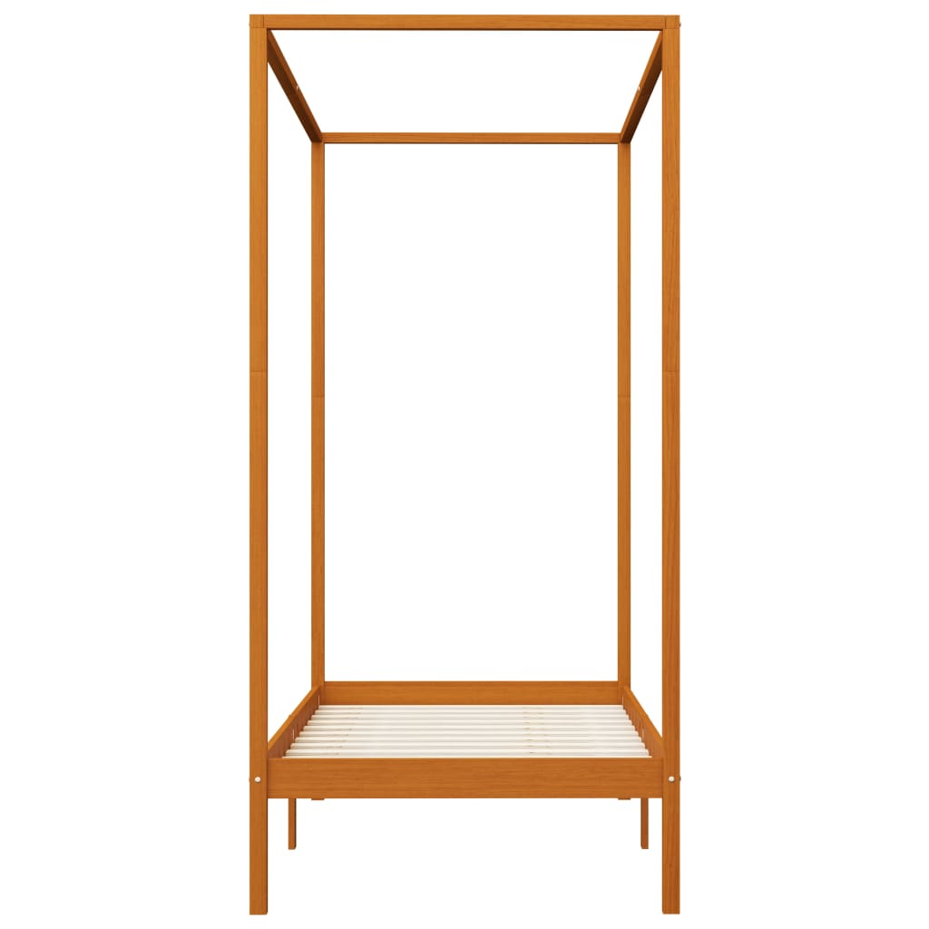 Estrutura de cama com toldo 100x200cm pinho maciço castanho mel - Image 4