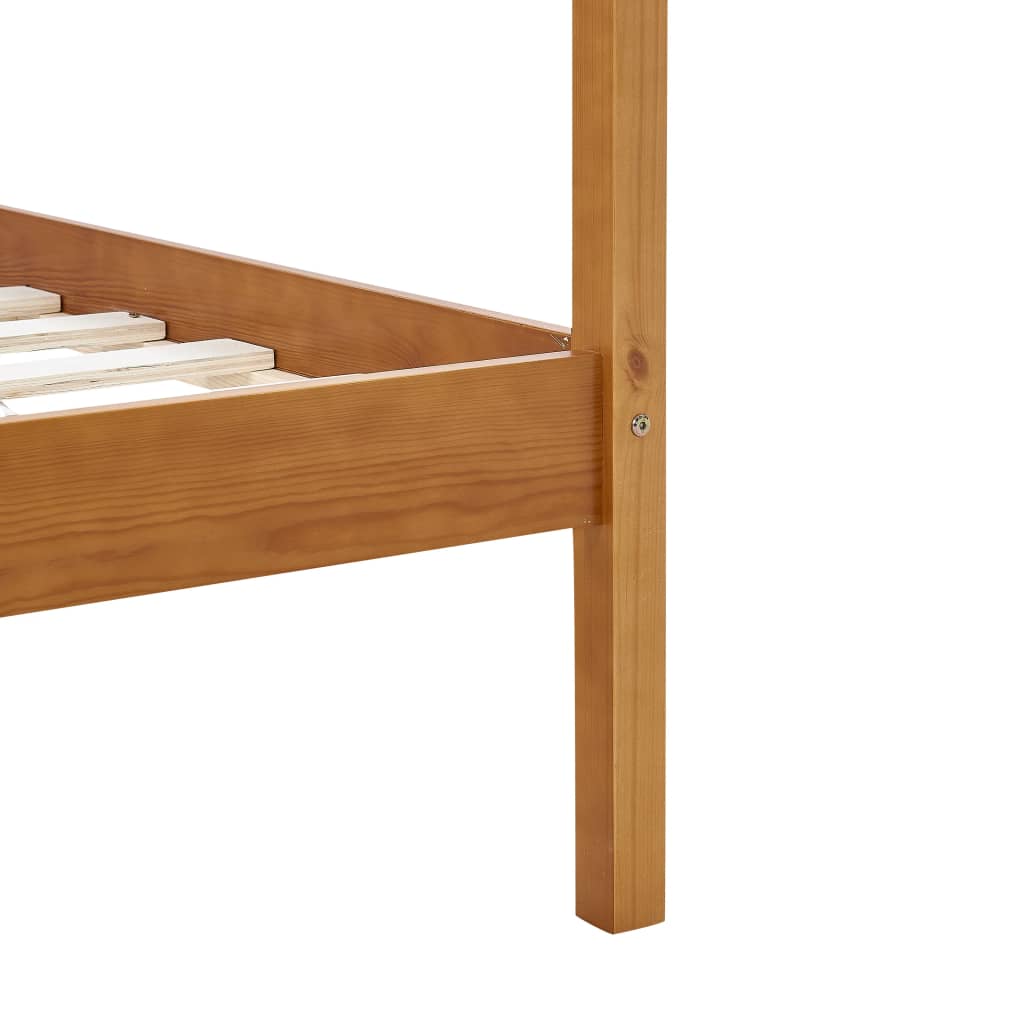 Estrutura de cama com toldo 100x200cm pinho maciço castanho mel - Image 6