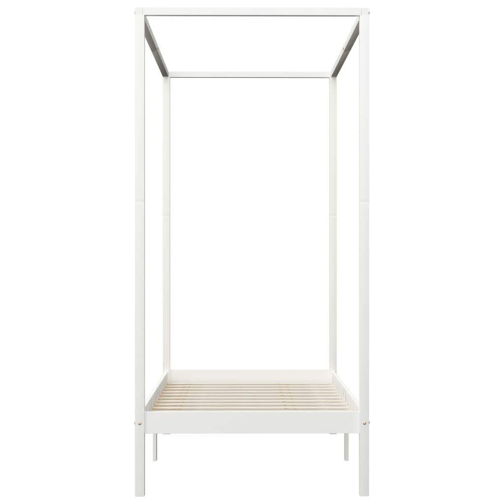 Estrutura de cama com toldo 100x200 cm pinho maciço branco - Image 4